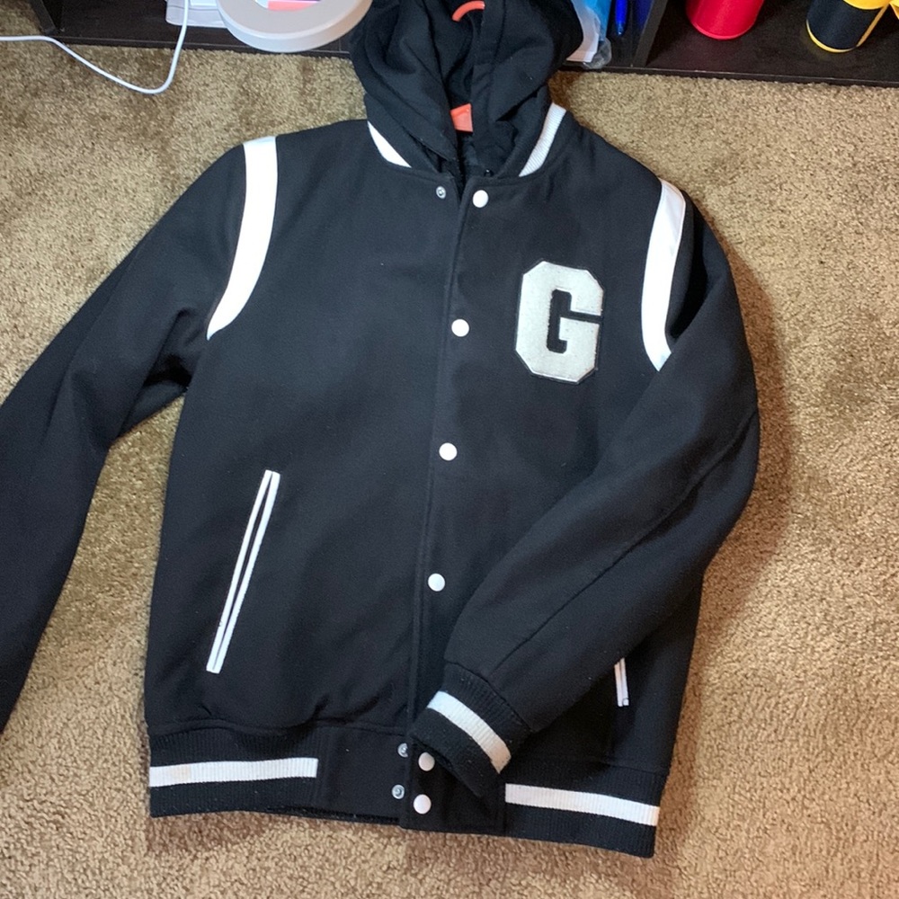 Guess Black Vintage Bomber Hooded Jacket